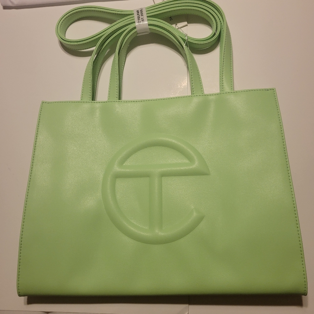 Medium Double Mint Shopping Bag- Green - Picture 12 of 16